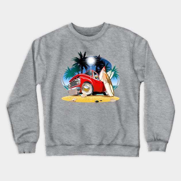 Vector cartoon retro pickup Crewneck Sweatshirt by Mechanik